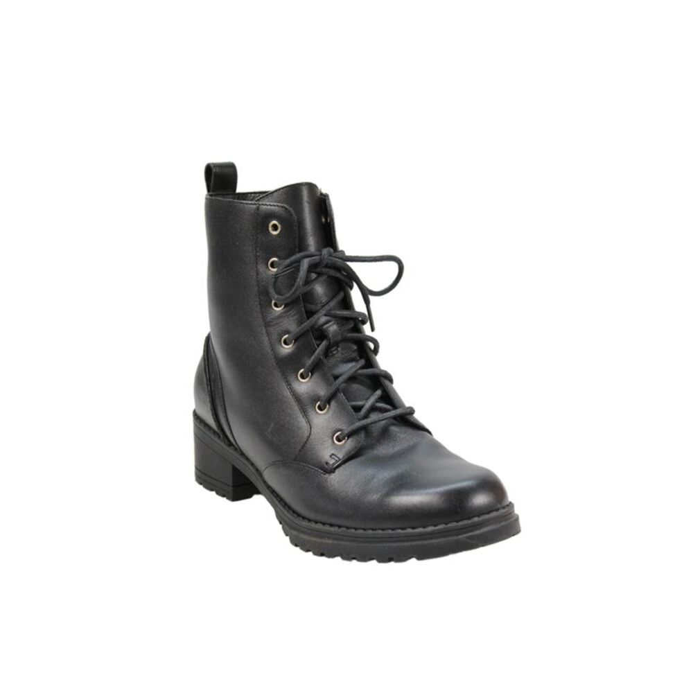 Cole Haan Womens Leather Lace Up Combat Boots Shoes Black Size 8B